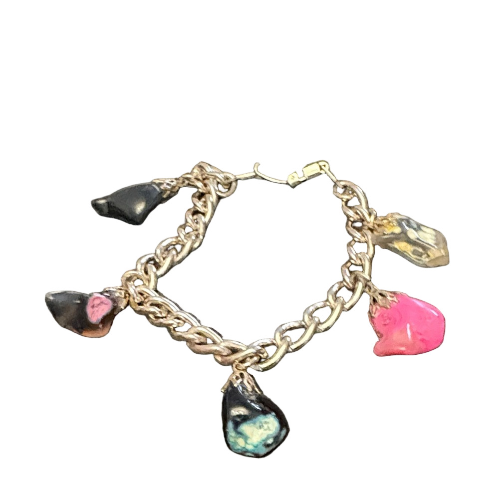 Chic Silver Plated Multicolour Stones Charm Bracelet From Germany